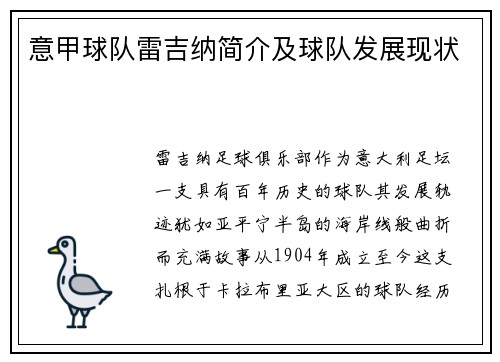 意甲球队雷吉纳简介及球队发展现状