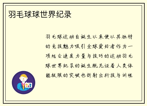 羽毛球球世界纪录